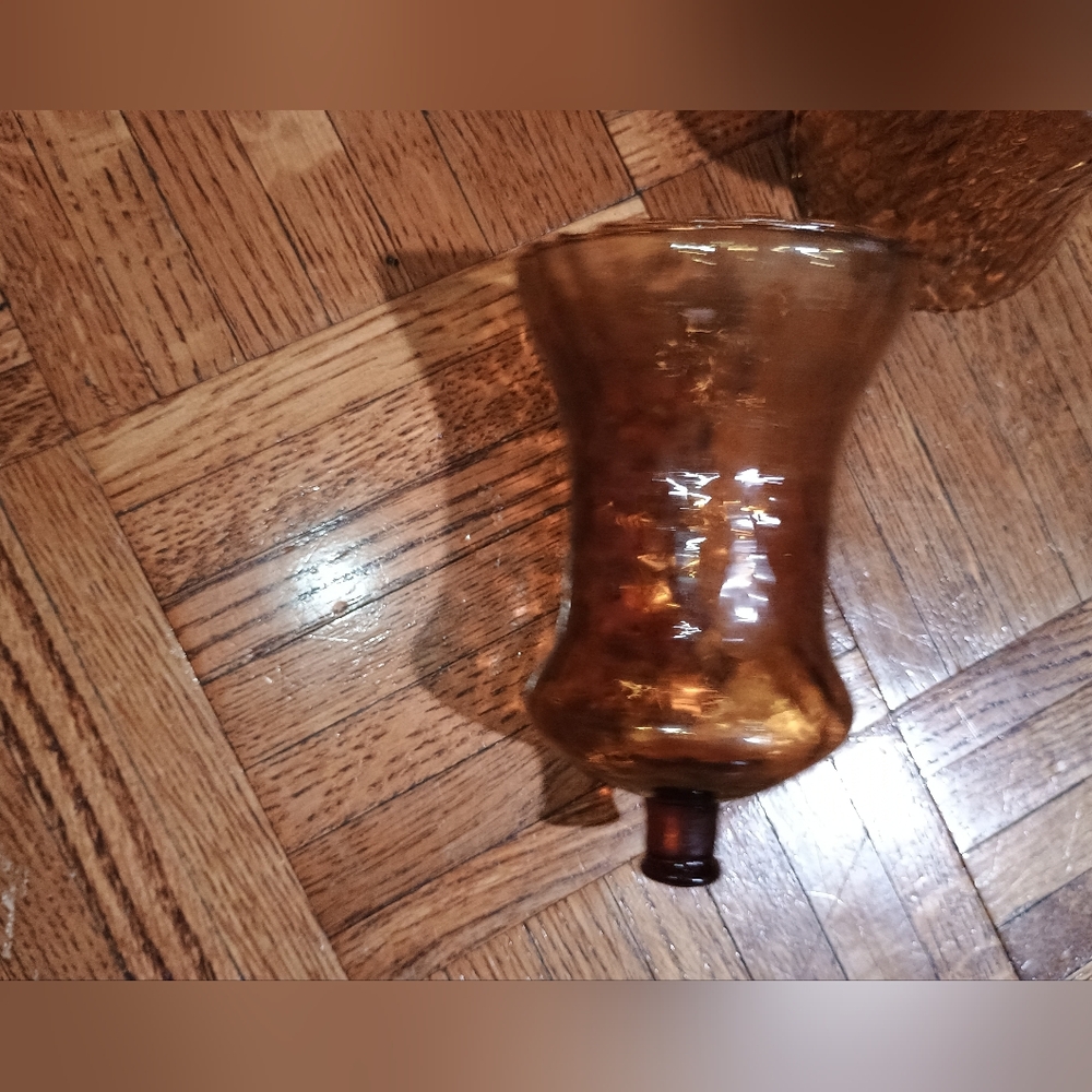 VTG 4 Homco Home Interiors Amber Honeycomb Optic Glass Peg Votive Candle Holder - Picture 6 of 7